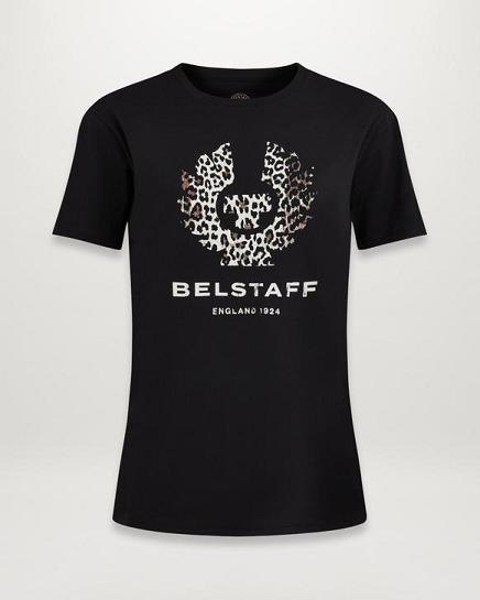 T-Shirt Belstaff Femme Leopard Phoenix Noir Coton France LD7432580